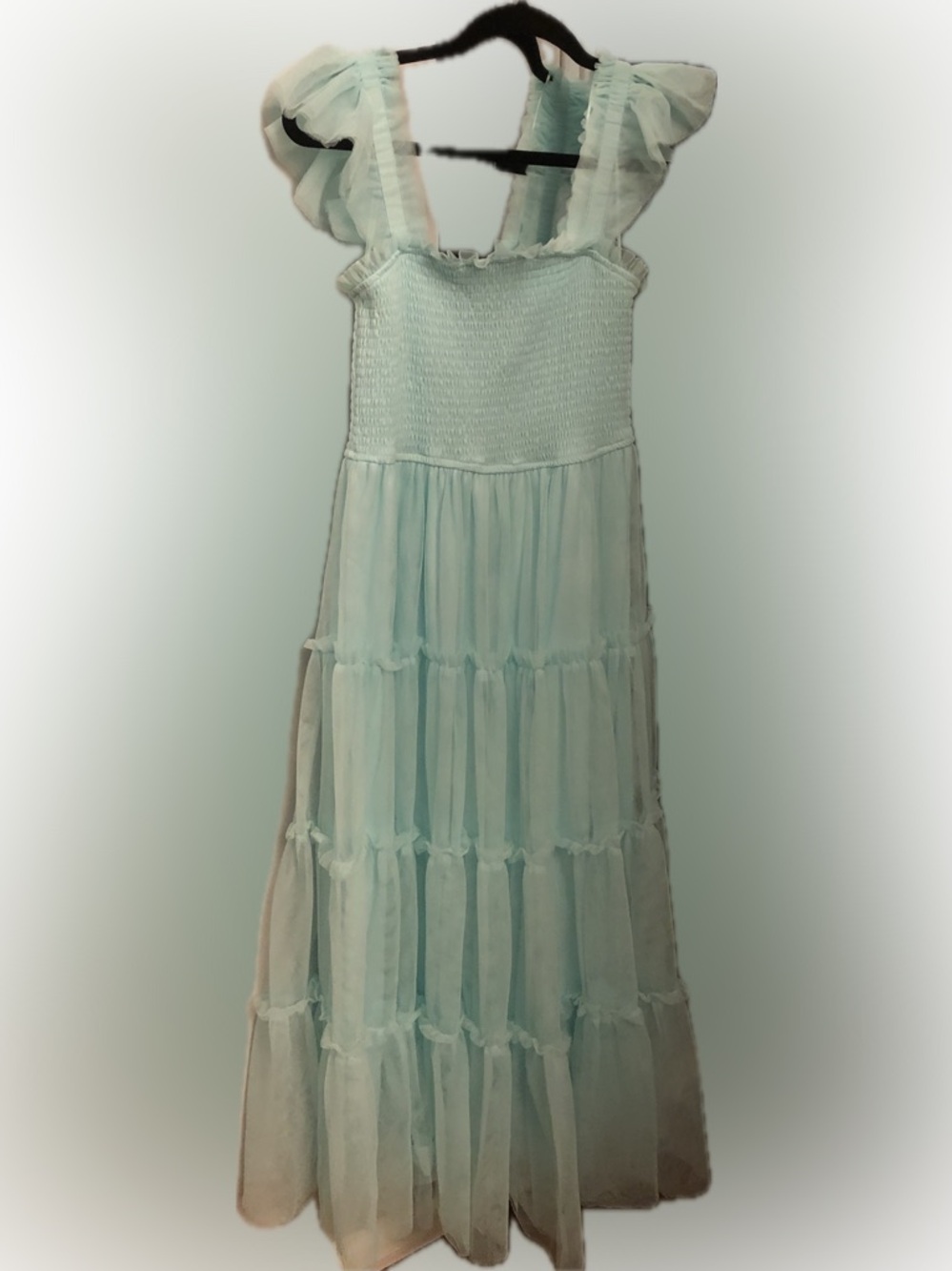 Baltic Born Sea Blue Emma Smocked Tulle Midi Dress - Picture 2 of 5